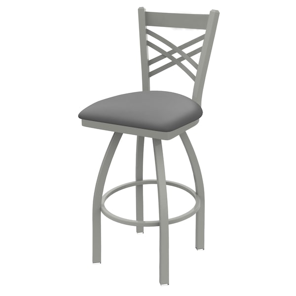 25" Swivel Counter Stool, Nickel Finish, Canter Grey Seat